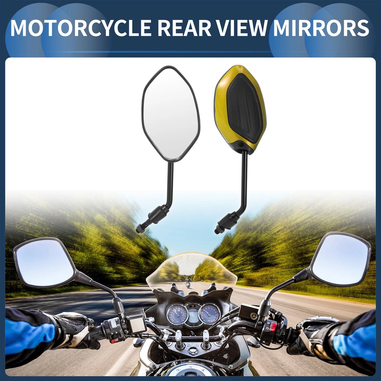 Pair Motorcycle Rear View Mirrors Handlebar Mirrors Plastic for Make Model