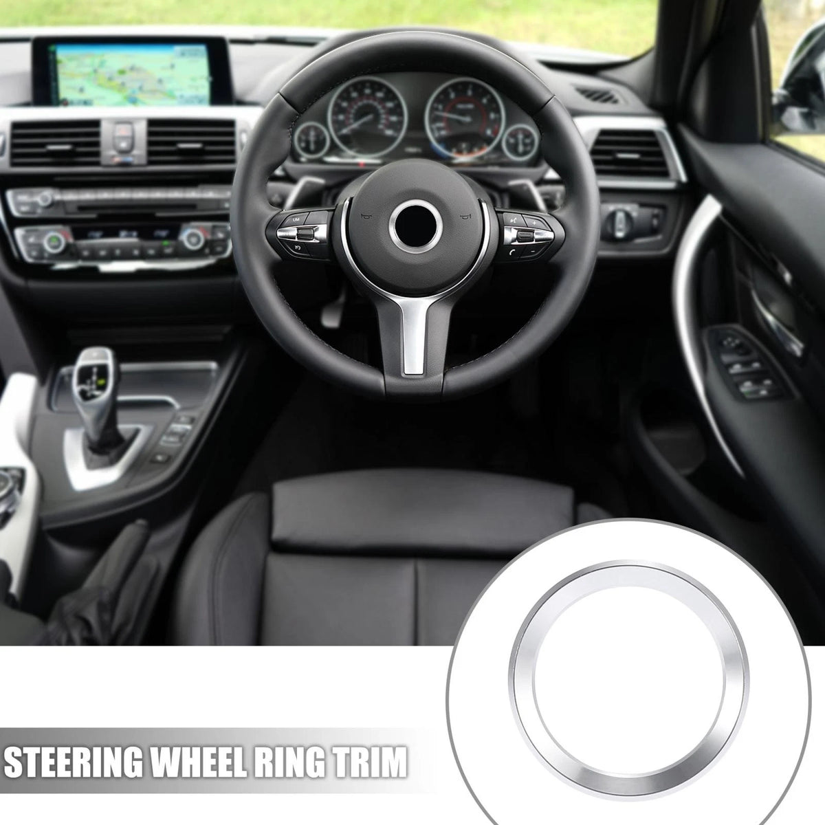 Silver Tone Steering Wheel Decal Cover for BMW 1 3 5 7 X1 X3 X5 X6