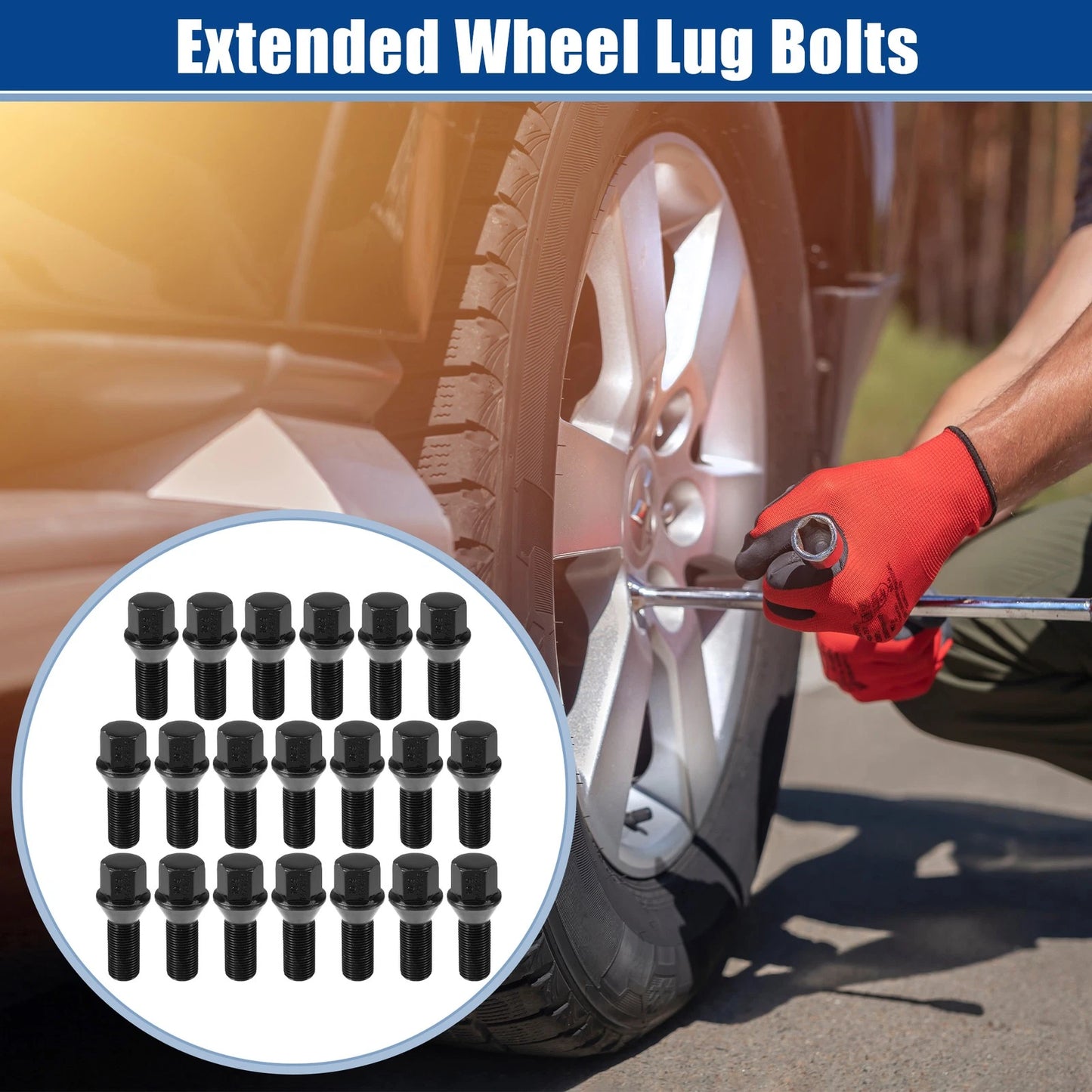 20 x M14x1.25 Extended Wheel Lug Bolts 28mm Shank for BMW Mini