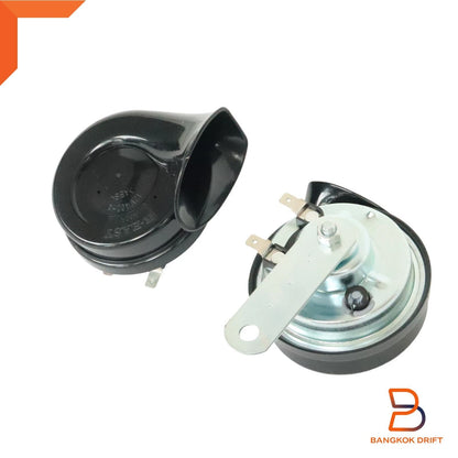12V Twin Trumpet High Low Tone Horn w/ Bracket Black 115dB for K80