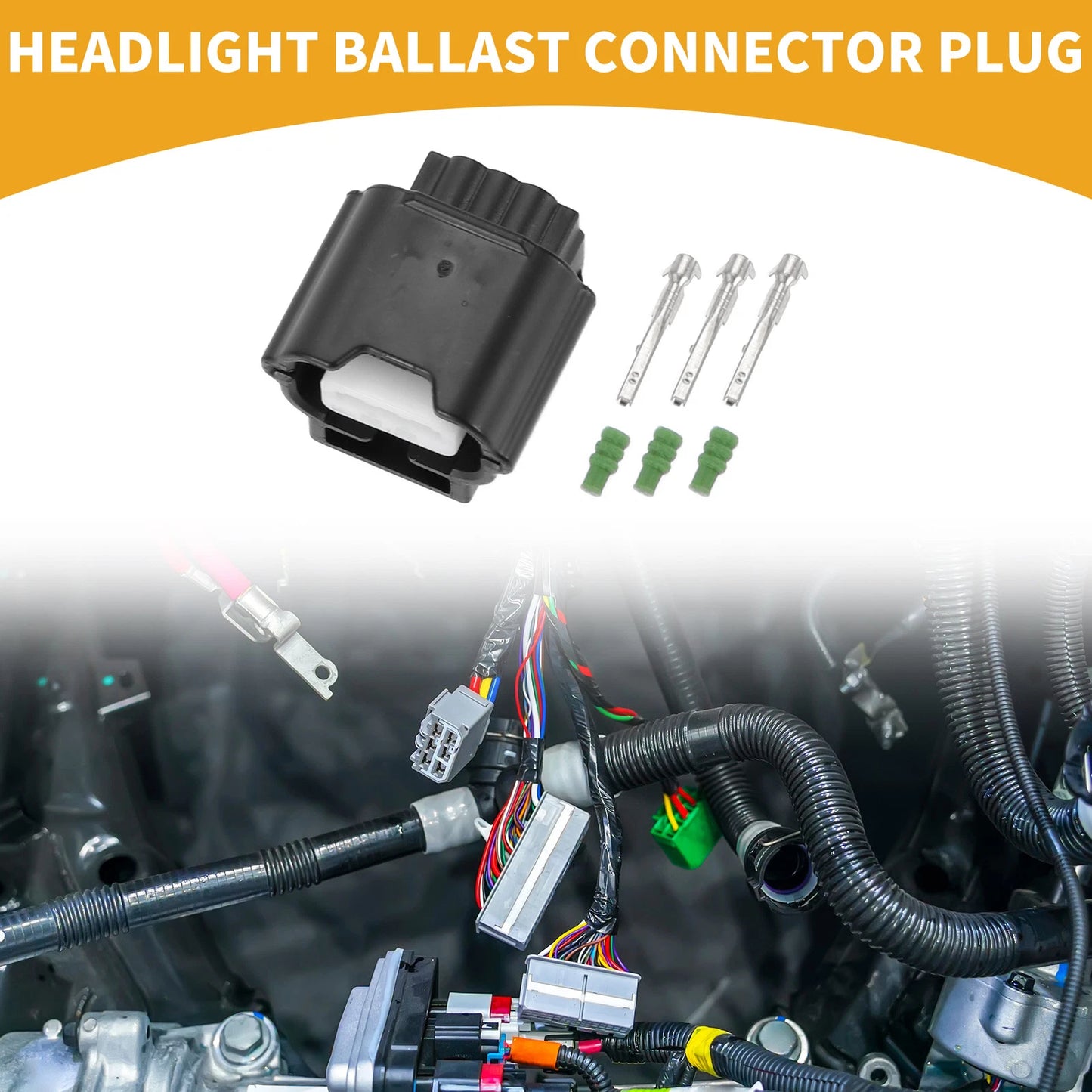 3 Pin Headlight Ballast Connector Plug Female Wire Terminal for Nissan