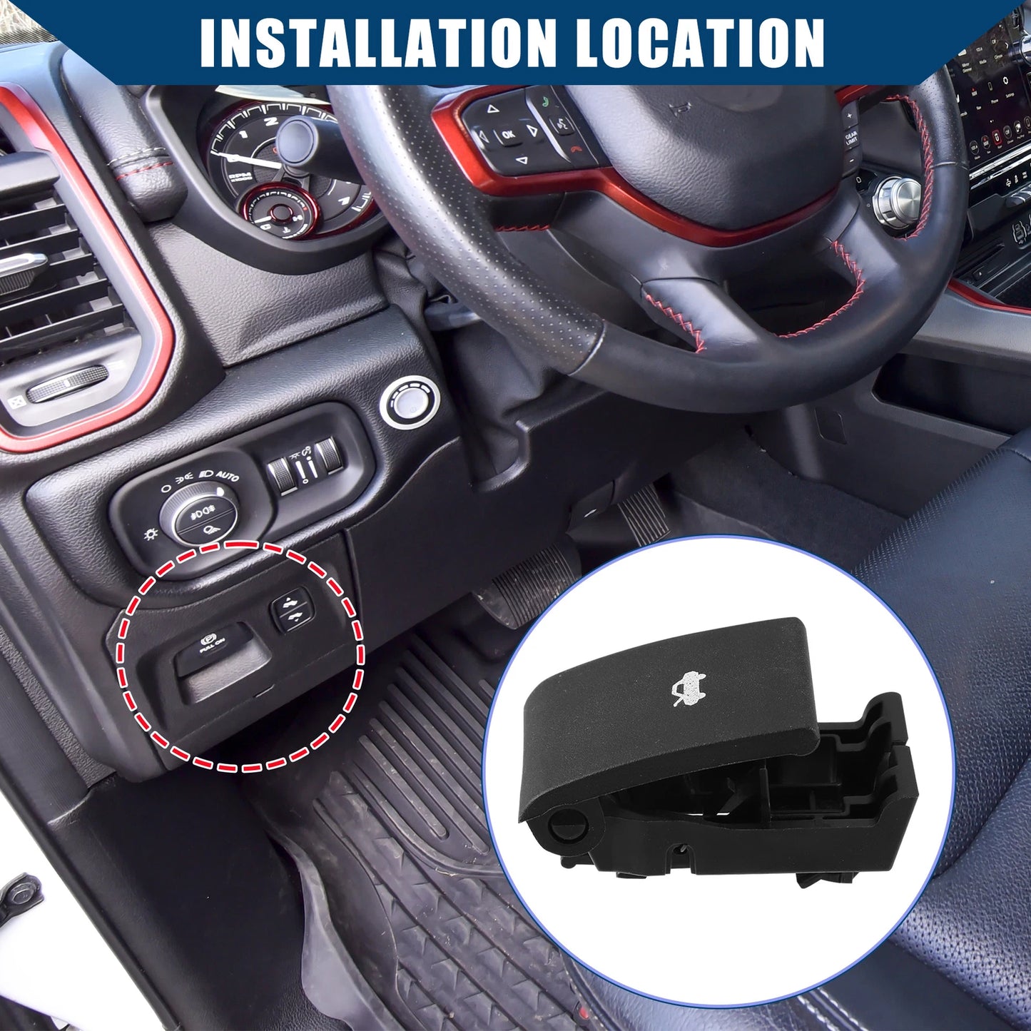 Inner Hood Release Handle for Dodge Ram Pickup Black