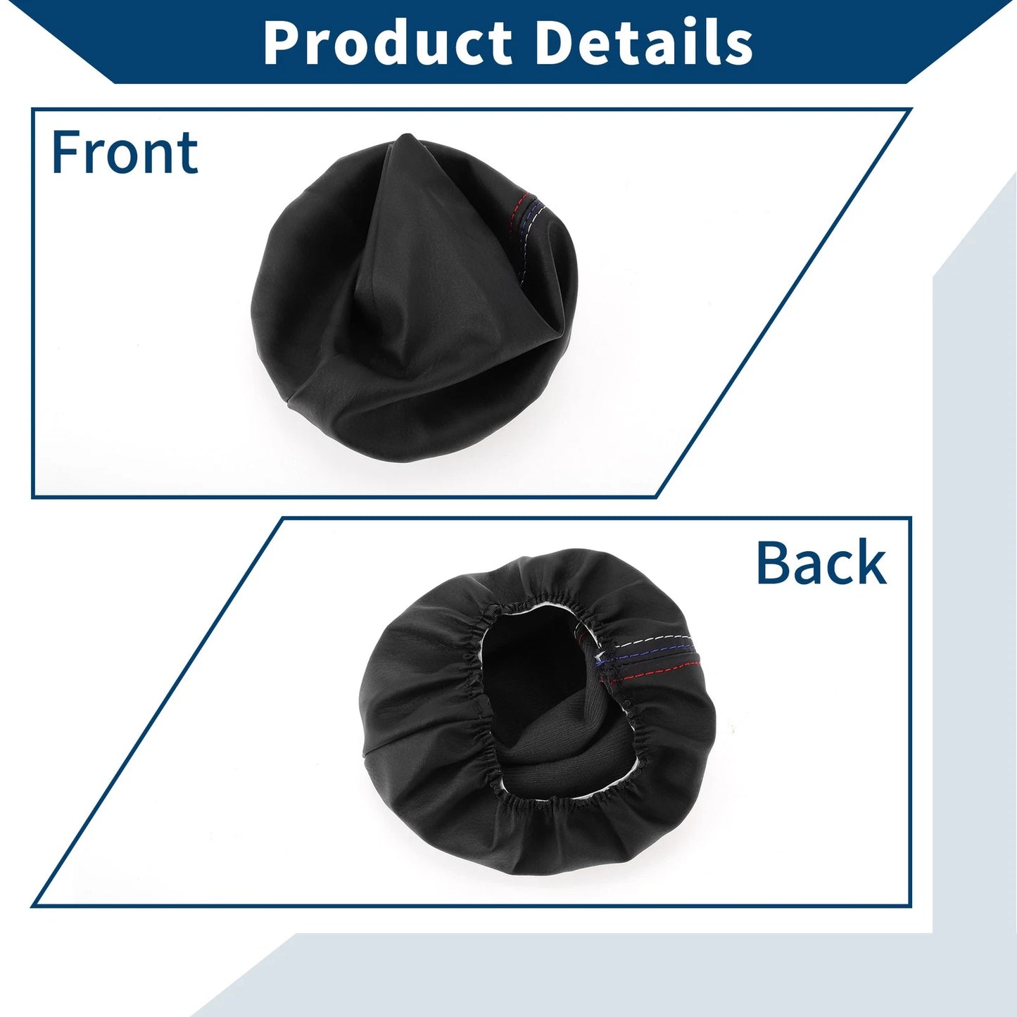 1 x Gear Shift Stick Gaiter Black Three-Color Lines Leather for BMW E30