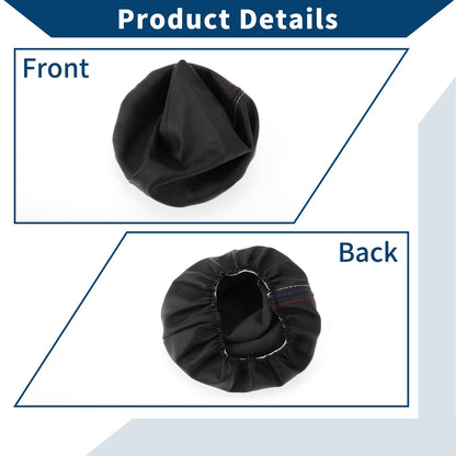 1 x Gear Shift Stick Gaiter Black Three-Color Lines Leather for BMW E30