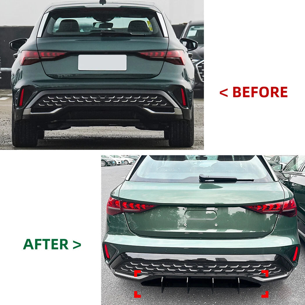 Rear Bumper Diffuser Lip Cover for Audi A3 8Y Sline (2024-2025)