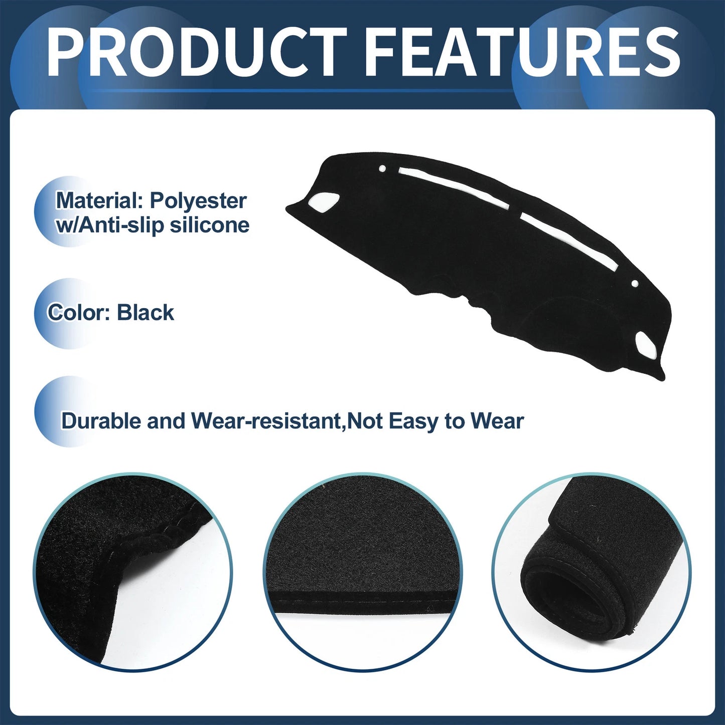 Dashboard Cover Mat for Suzuki Swift ZC 2017-2024 Black 1 Set