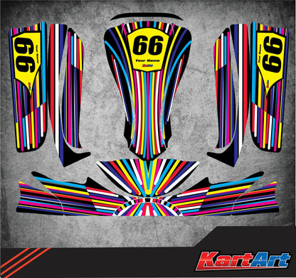 Custom KART ART Decal Kit for Arrow AX3 Kart - Vivid Style