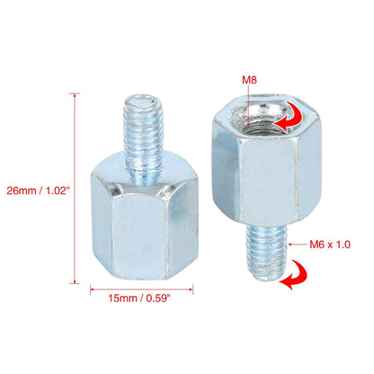 2 x Rearview Mirror Adapters 8mm RH to 6mm RH for Motorcycle Bike