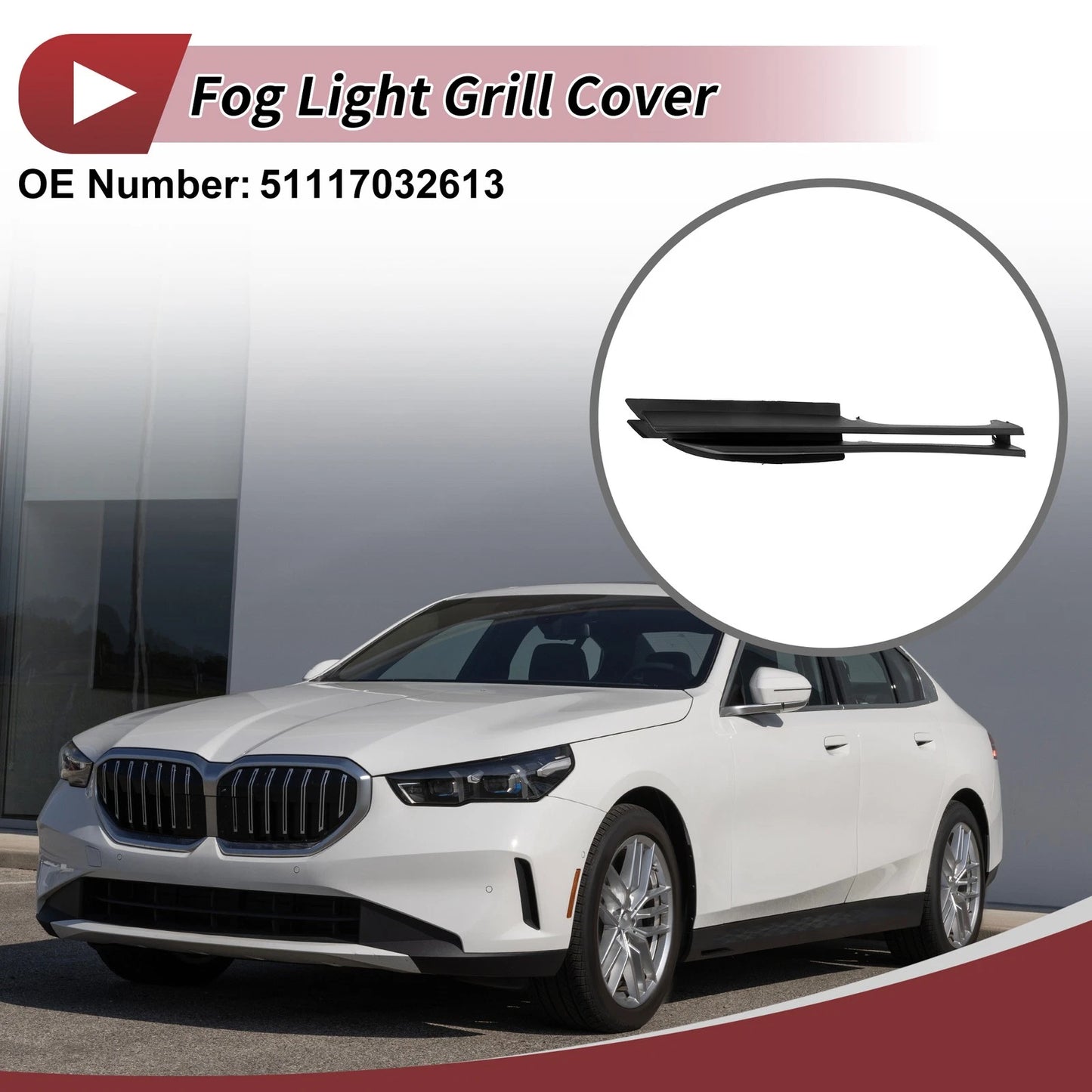 Front Left Fog Light Grill for BMW 320i (2002-2005) - 1 x Black Lens
