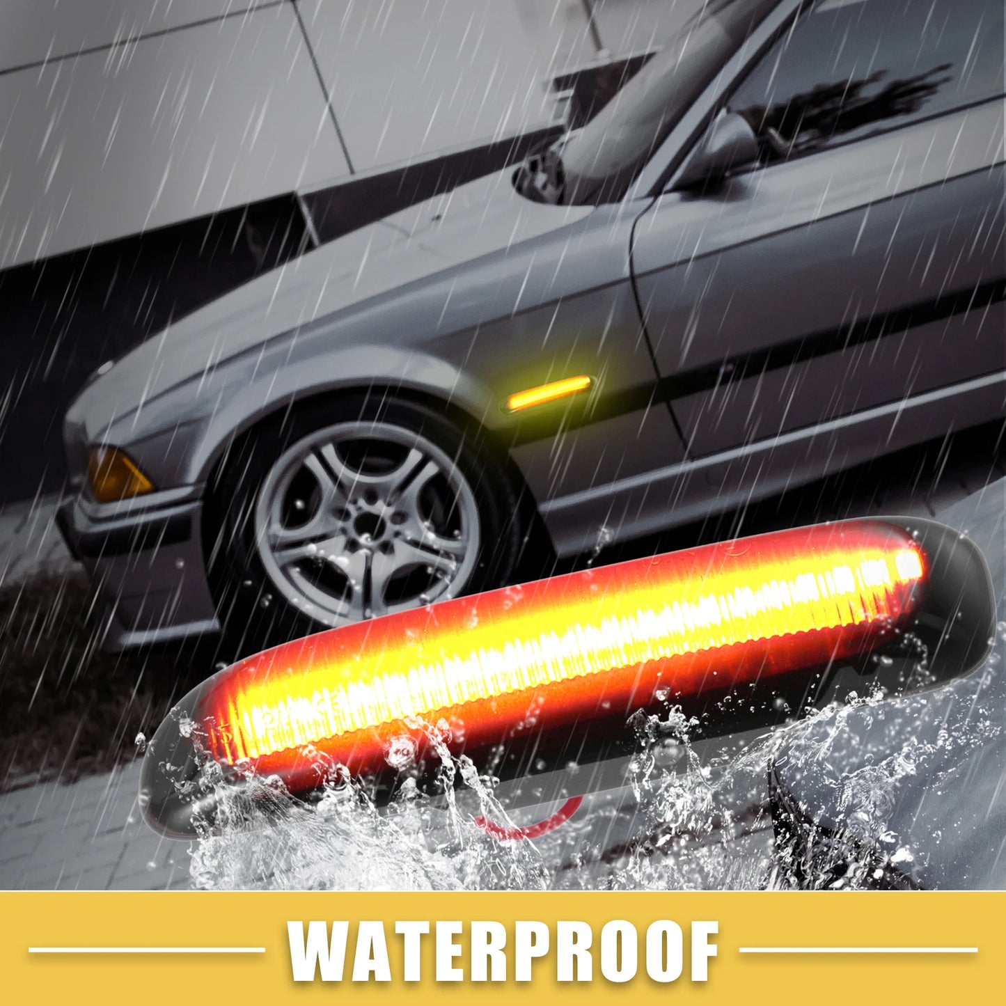 Front LED Side Marker Light for BMW Black Lens Amber Light 2 x 63132228591
