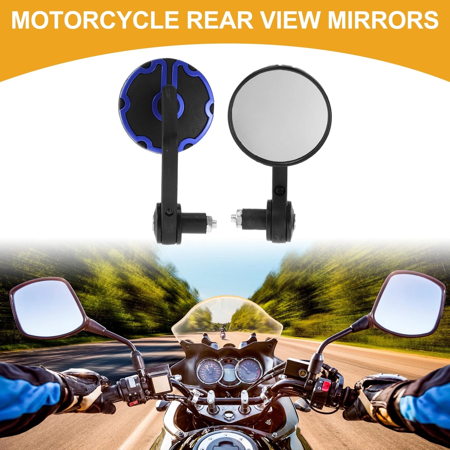 Rear View Mirrors Handlebar Mirrors Black Blue Aluminum Plastic for M8