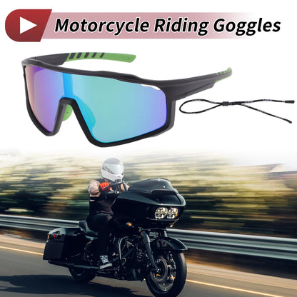 Goggles for Motorcycle Riding Green Lens Black Frame Tri-Acetyl Cellulos UV400