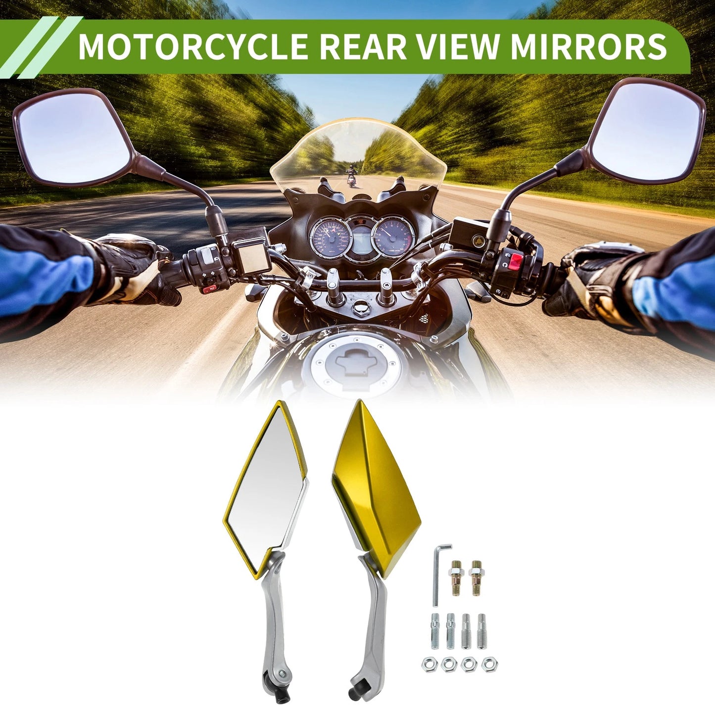 M8/M10 Motorcycle Rear View Mirrors 1 Set for Make Model