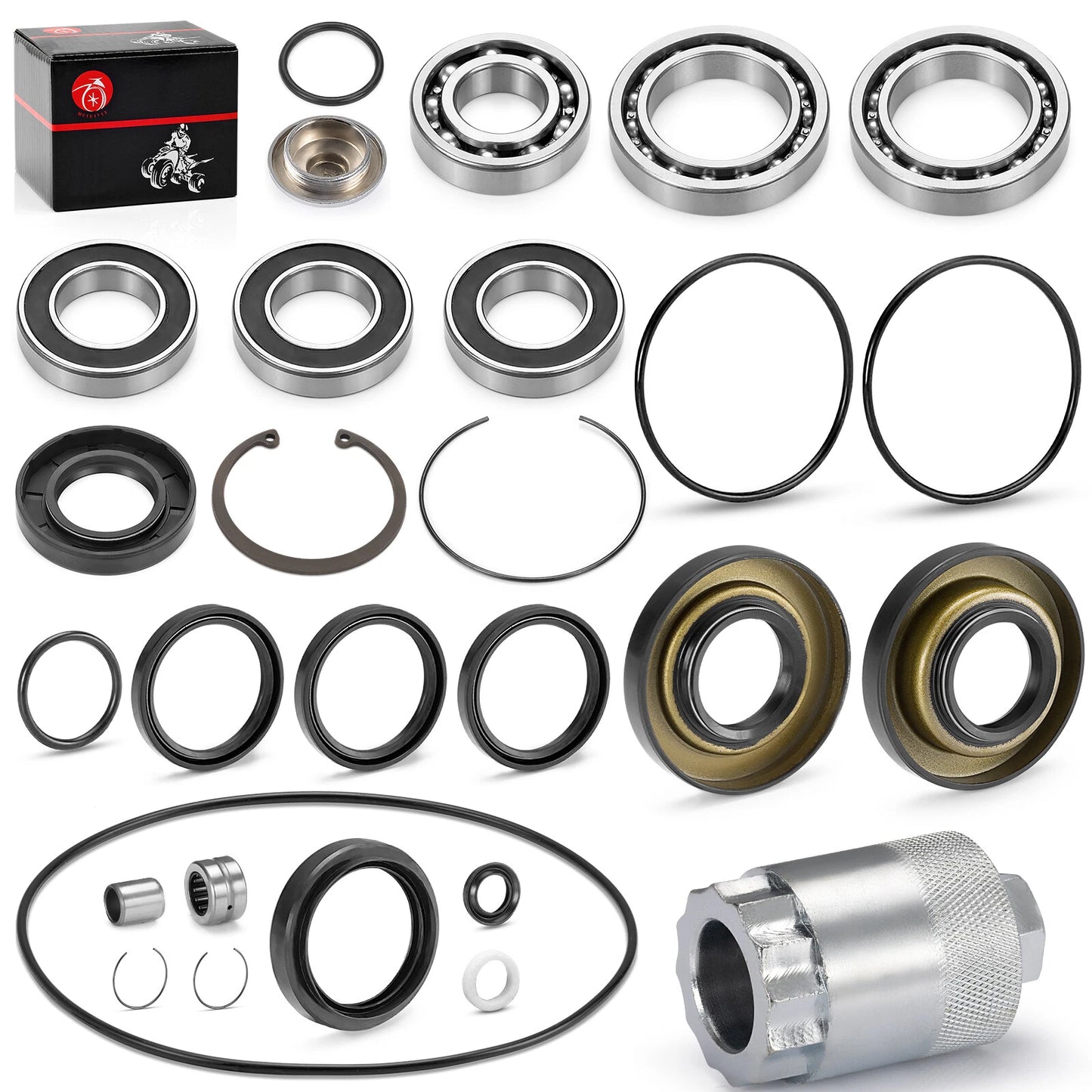 Rear Differential Bearings Seals Kit w/Nut Tool for Honda Recon 250 TRX250