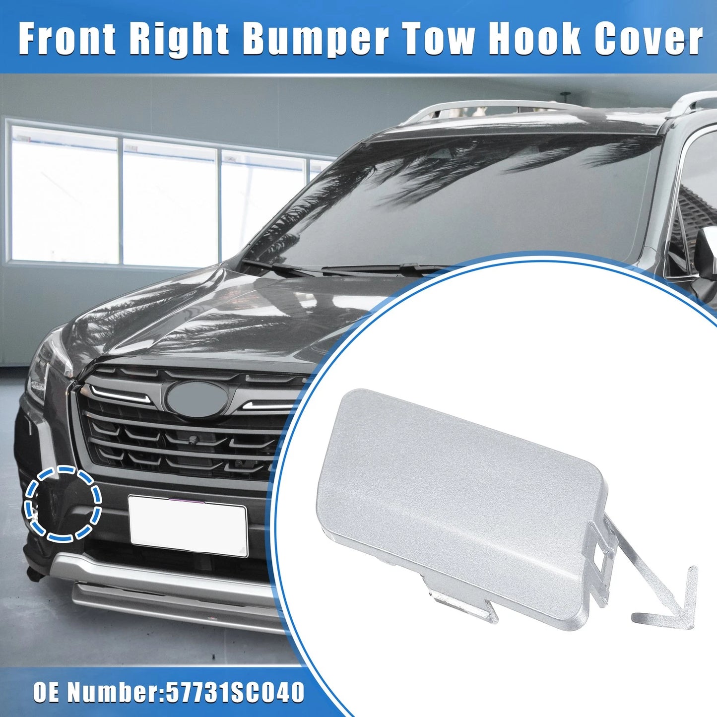 Front Right Tow Hook Cover for Subaru Forester (2009-2013) Silver Tone