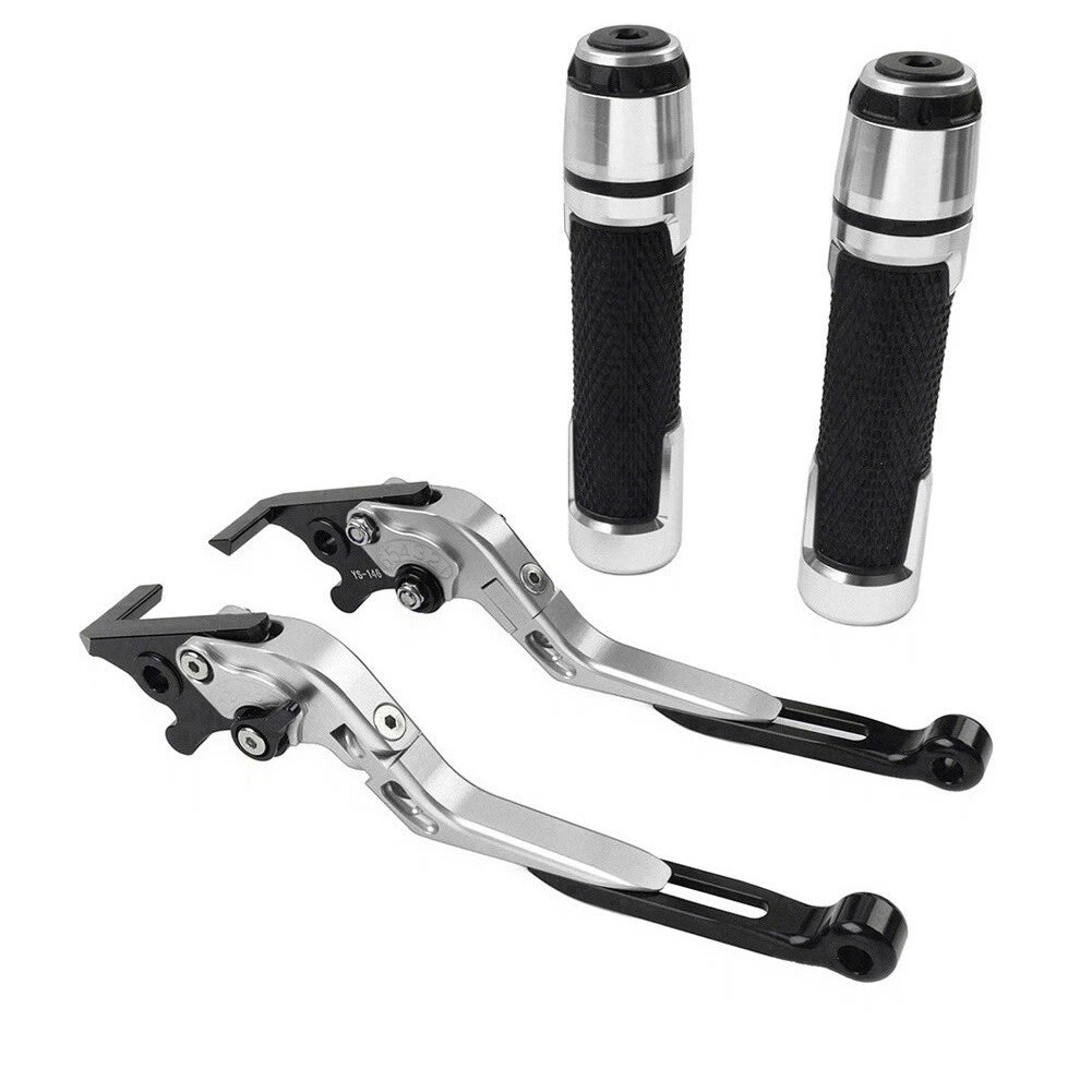 Silver Extendable Brake Clutch Lever Grip Set for Yamaha YZF R1 MT-09 (2015-2023)