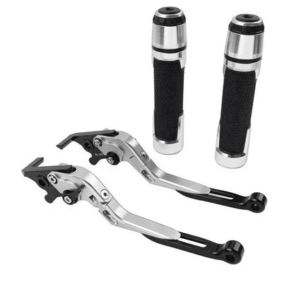 Silver Extendable Brake Clutch Lever Grip Set for Yamaha YZF R1 MT-09 (2015-2023)