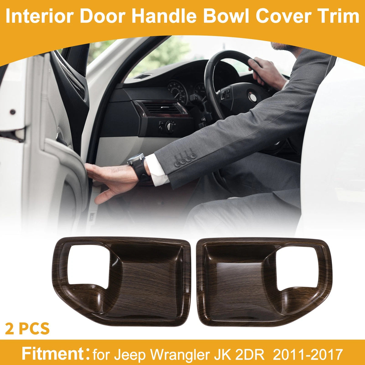 Interior Door Handle Bowl Cover Trim for Jeep Wrangler JK (2007-2018)