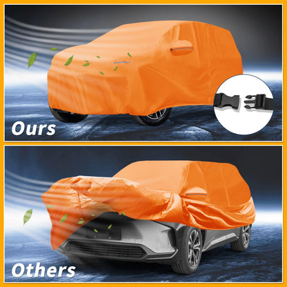 Waterproof Car Cover for Toyota bZ4X (2022-2023) - Orange Cotton, Zipper