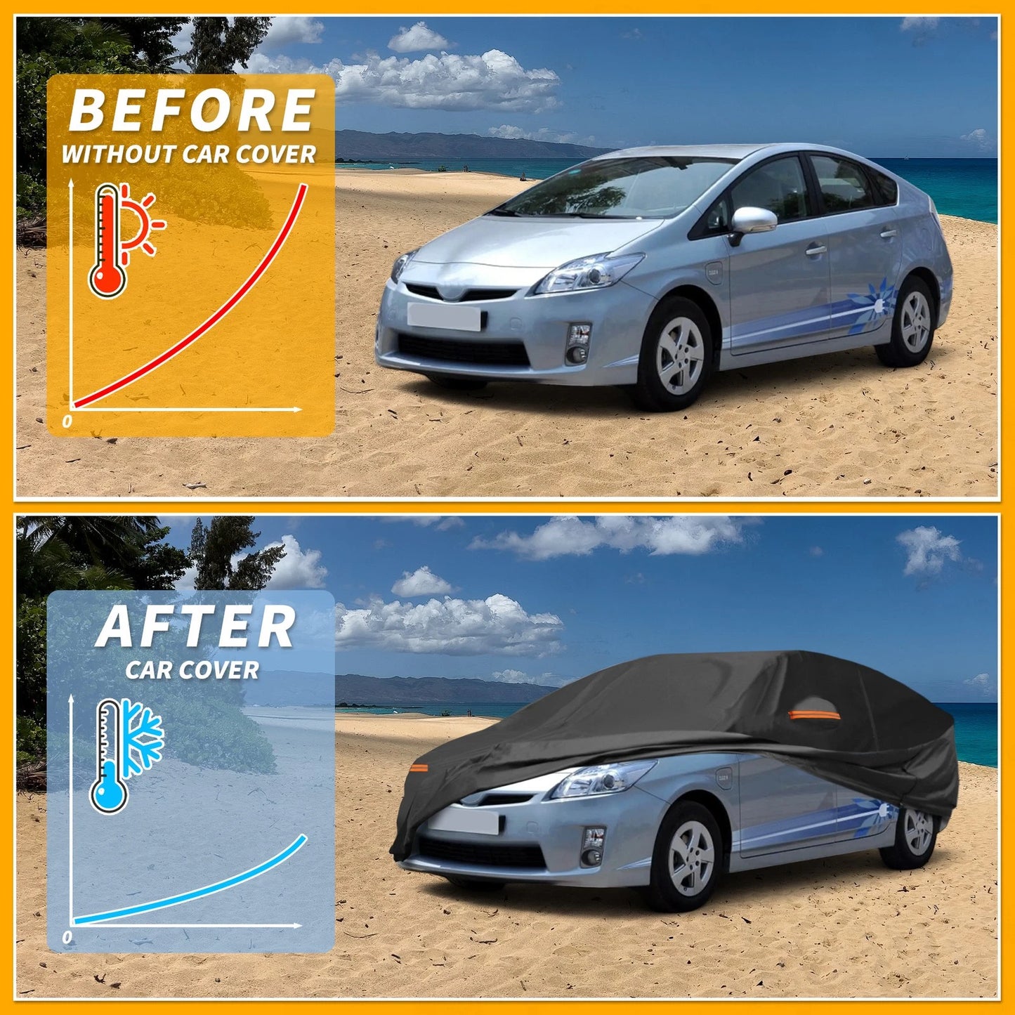 Waterproof All Weather Car Cover for Toyota Prius Hatchback (2010-2023)