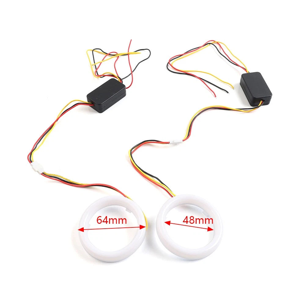 Switchback LED Halo Rings for Car Headlight Retrofit 60MM White Amber