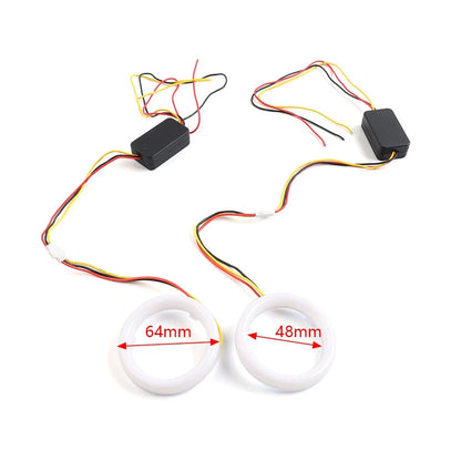 Switchback LED Halo Rings for Car Headlight Retrofit 60MM White Amber