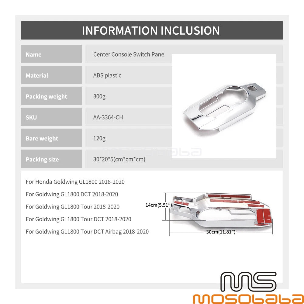 Chrome Switch Panel Cover for Honda Goldwing GL1800 (2018-2020)
