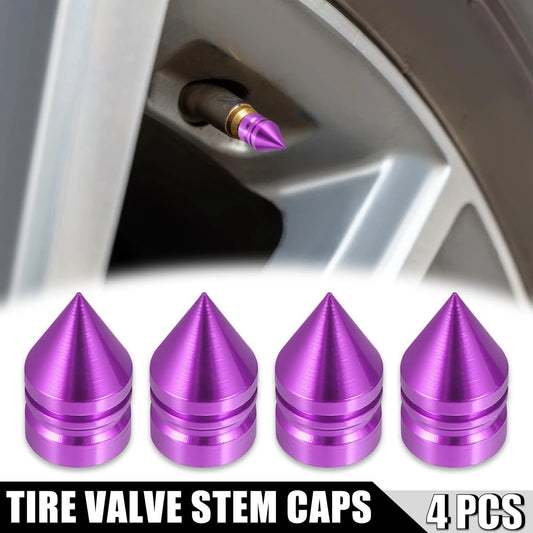 Dustproof Caps 4 Pcs for Cars Motorcycles Tower Shape Air Valve Cover Purple