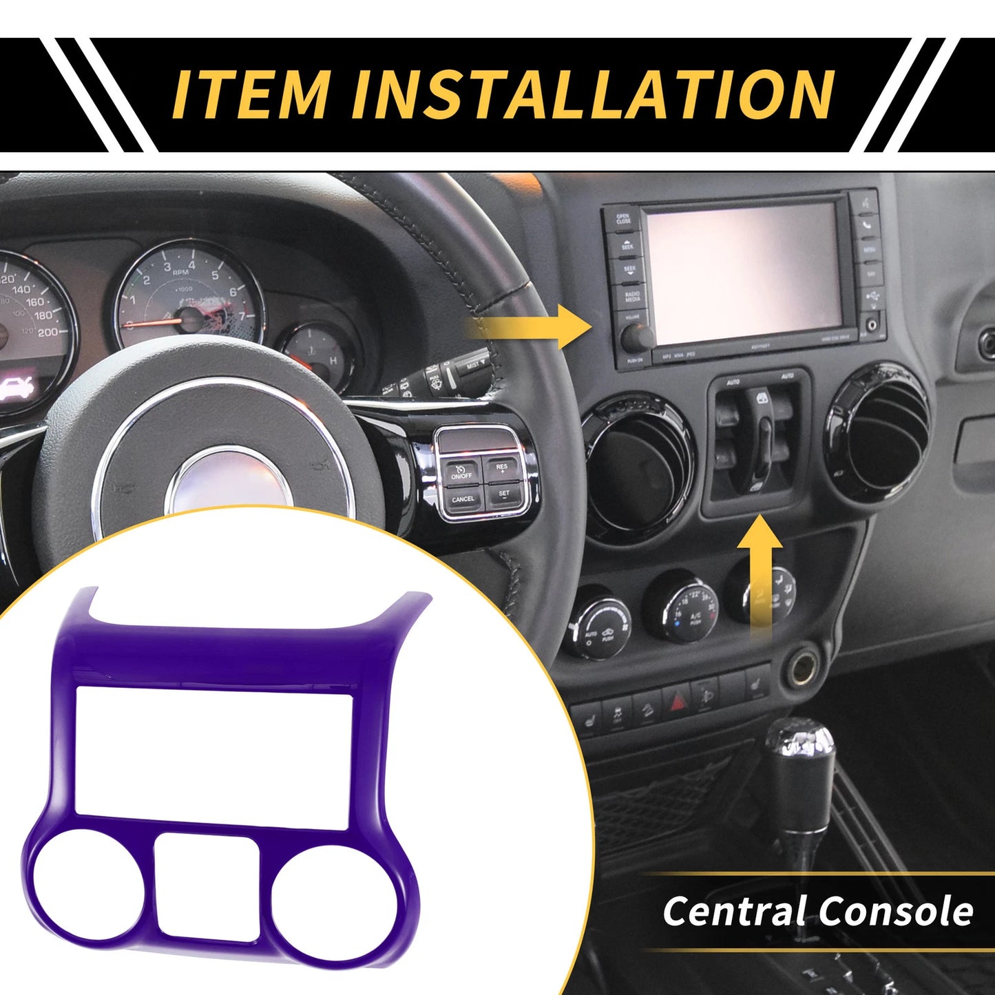 Console Dashboard Cover Trim for Jeep Wrangler JK JKU (2011-2017) Purple