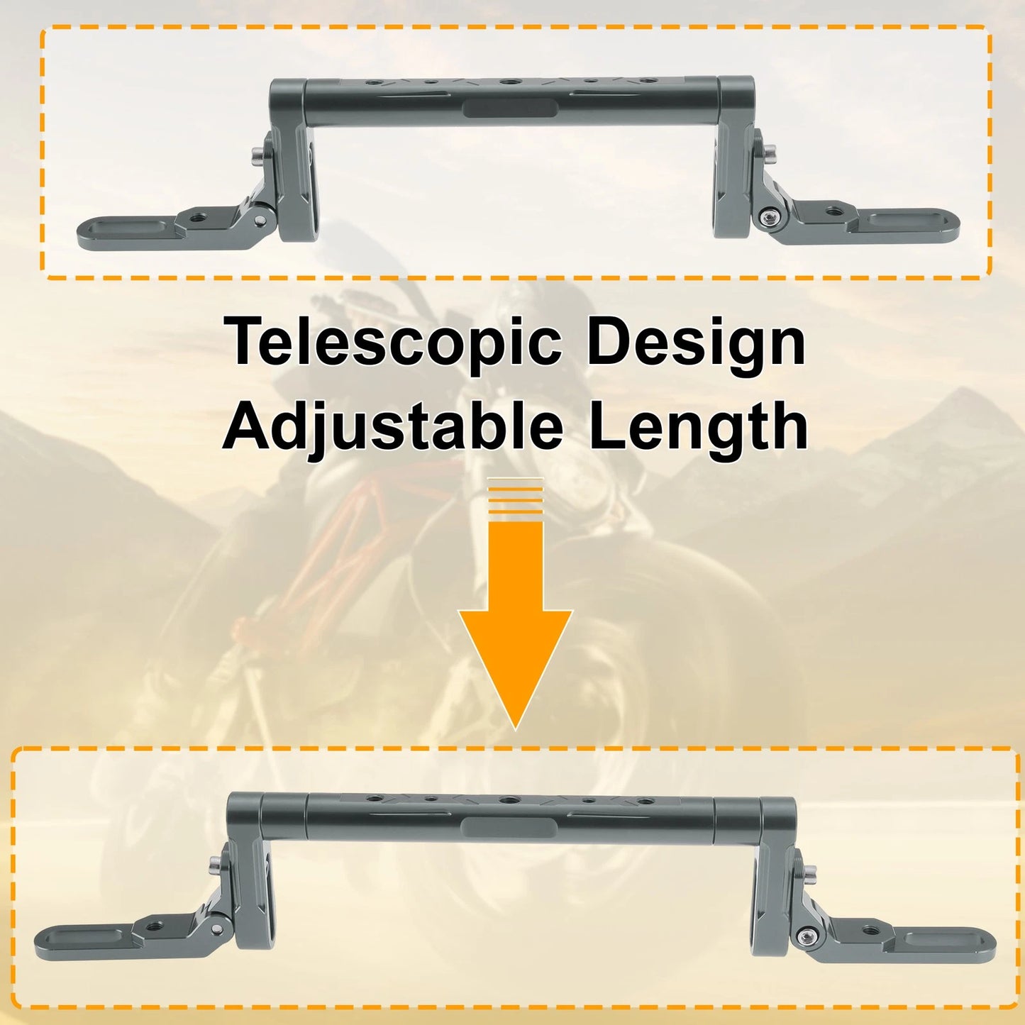 Handle Bar Extender Bracket for Motorcycle Center Hole Titanium Tone 1 Set