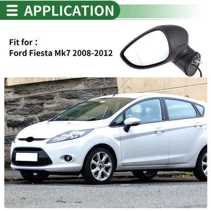Left Side Door Mirror Replacement for Ford Fiesta Mk7 Electric Adjust Black (2017-2023)