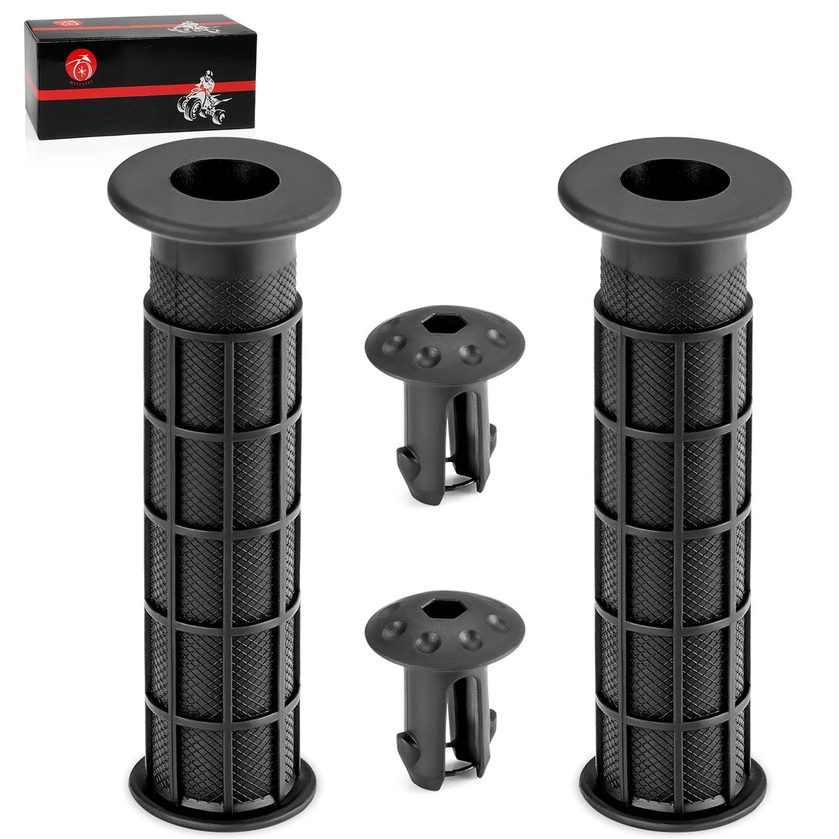 2 x Handlebar Grips w/End Guards for Honda Rancher 420 2x4/4x4 (2007–2024)
