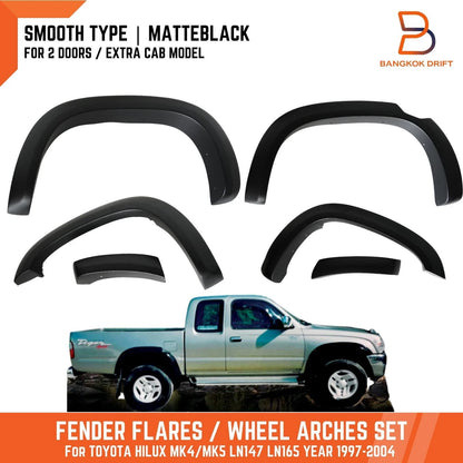 Matte Black Fender Flares for Toyota Hilux Ute (1997-2005)