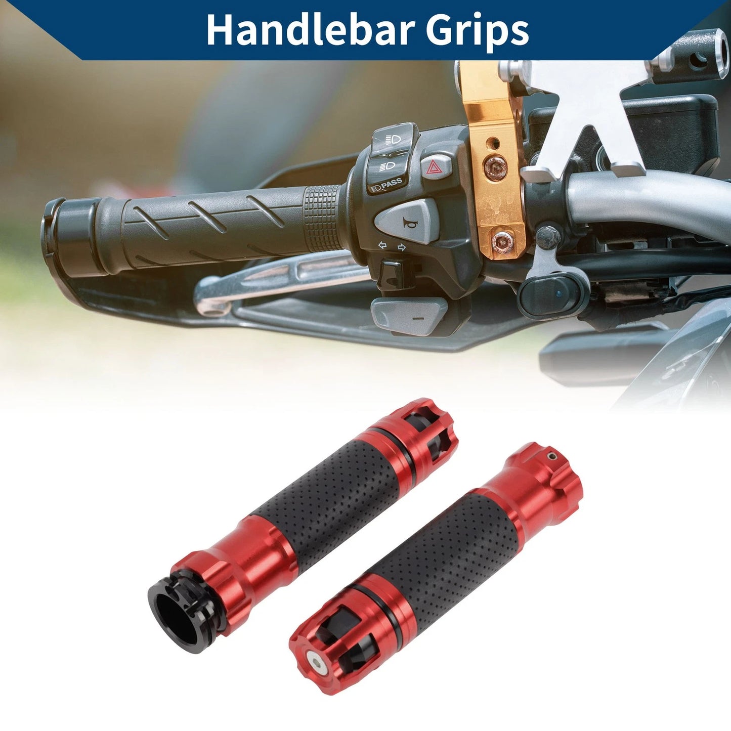 23 x 23 mm Hand Grips Cover Aluminum Alloy Handlebar Grips Red for Motorcycle