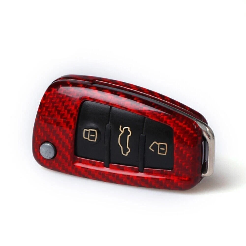 Red Carbon Fiber Key Fob Cover for Audi A3 A4 TT Q3 (2013-2020)