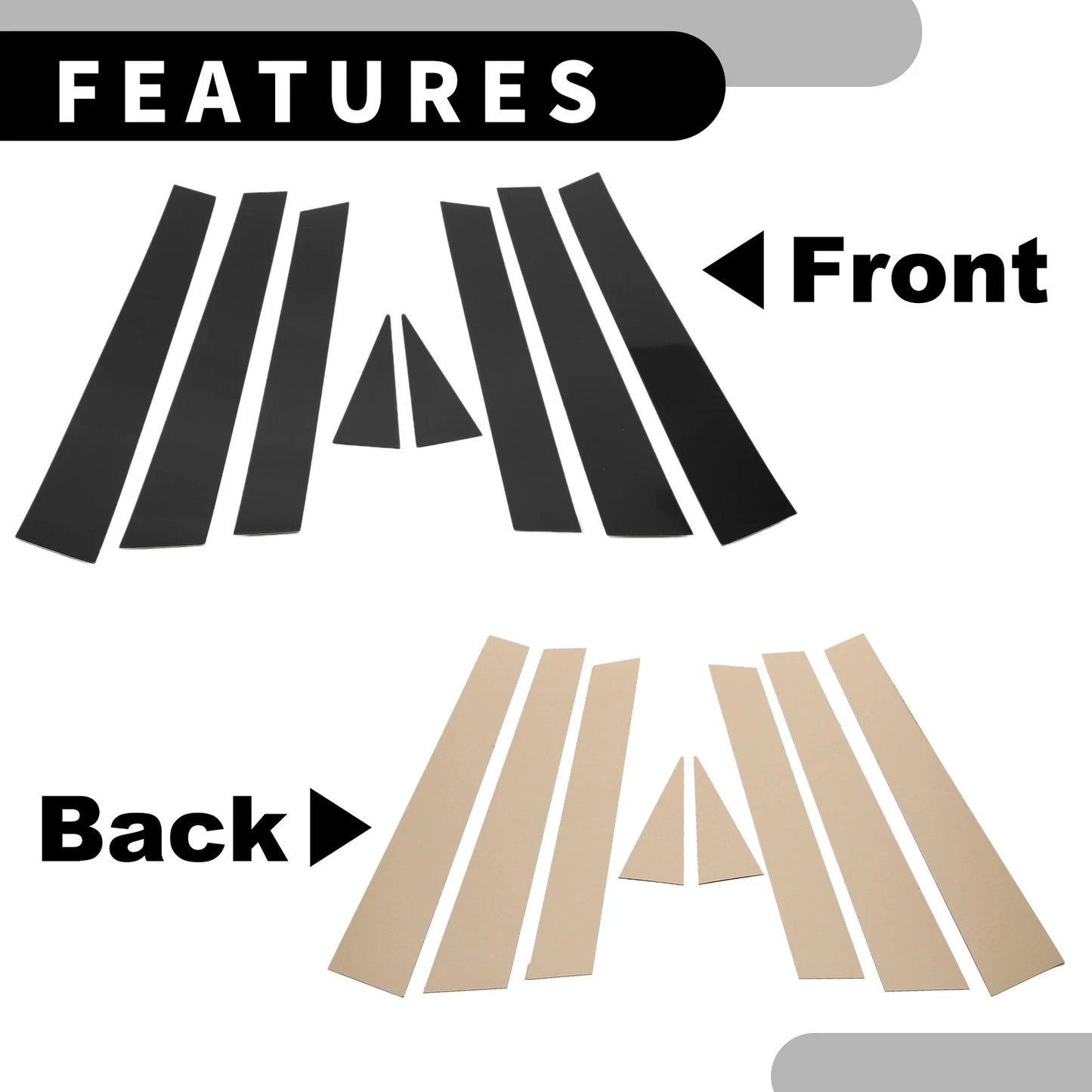 8 Pcs Black Car Pillar Window Trim Covers for Subaru Forester (2008-2012)