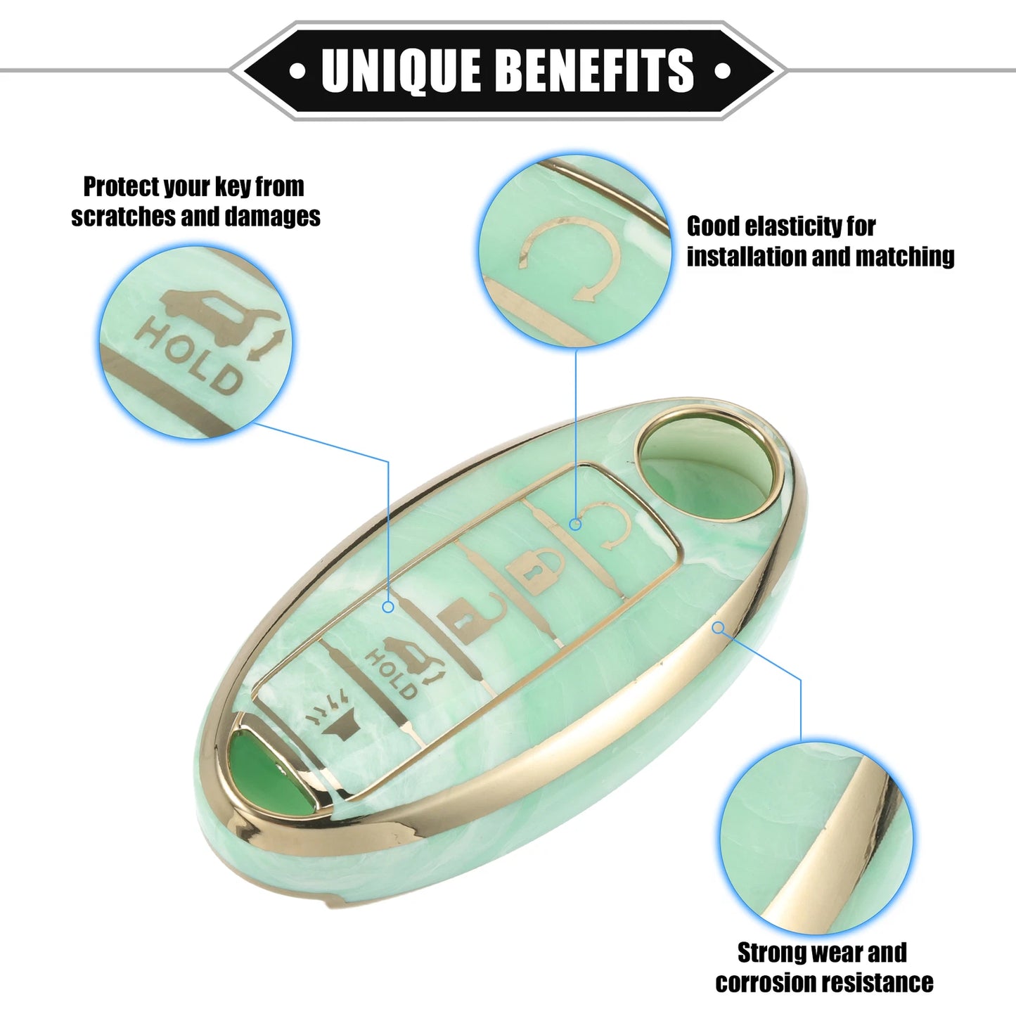 5 Button Smart Key Fob Cover for Nissan Altima Maxima Infiniti TPU Green
