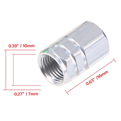 4 x Aluminum Tire Valve Dust Covers for Car, Truck, SUV - Silver