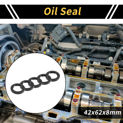 Oil Seal 42x62x8mm NBR Rubber Black Seal Ring Rotary Shaft Seal 5 Pcs