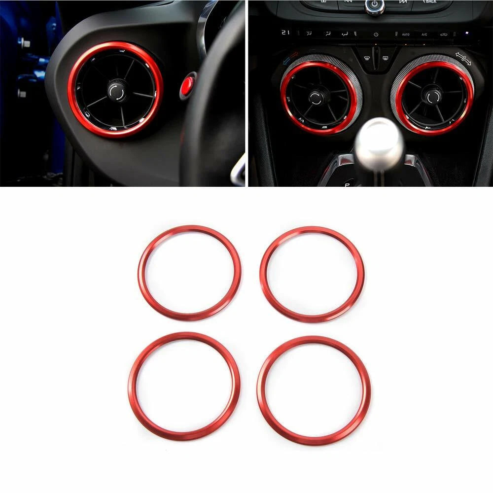4pcs Car Aluminum AC Air Outlet Vent Cover Ring Trim fit For Chevrolet Camaro