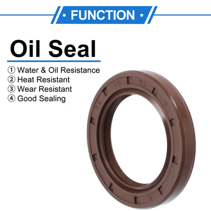 Oil Seal 35x52x7mm 2 x Seal Ring Shaft Seal FKM Rubber Brown for MakeModel