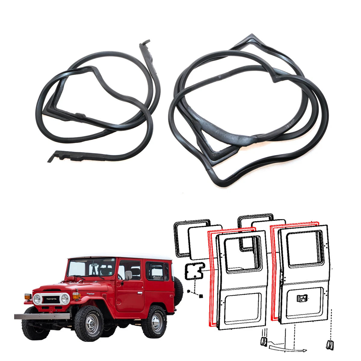 Back Door Weatherstrip for Toyota Land Cruiser J40 BJ44 BJ46 FJ40 HJ45 HJ47 1960-1984