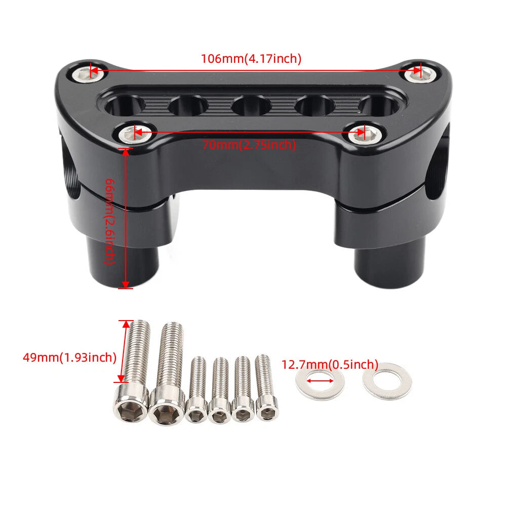 Handlebar Riser Top Clamp Black for Harley Sportster, Softail, Dyna, Road King