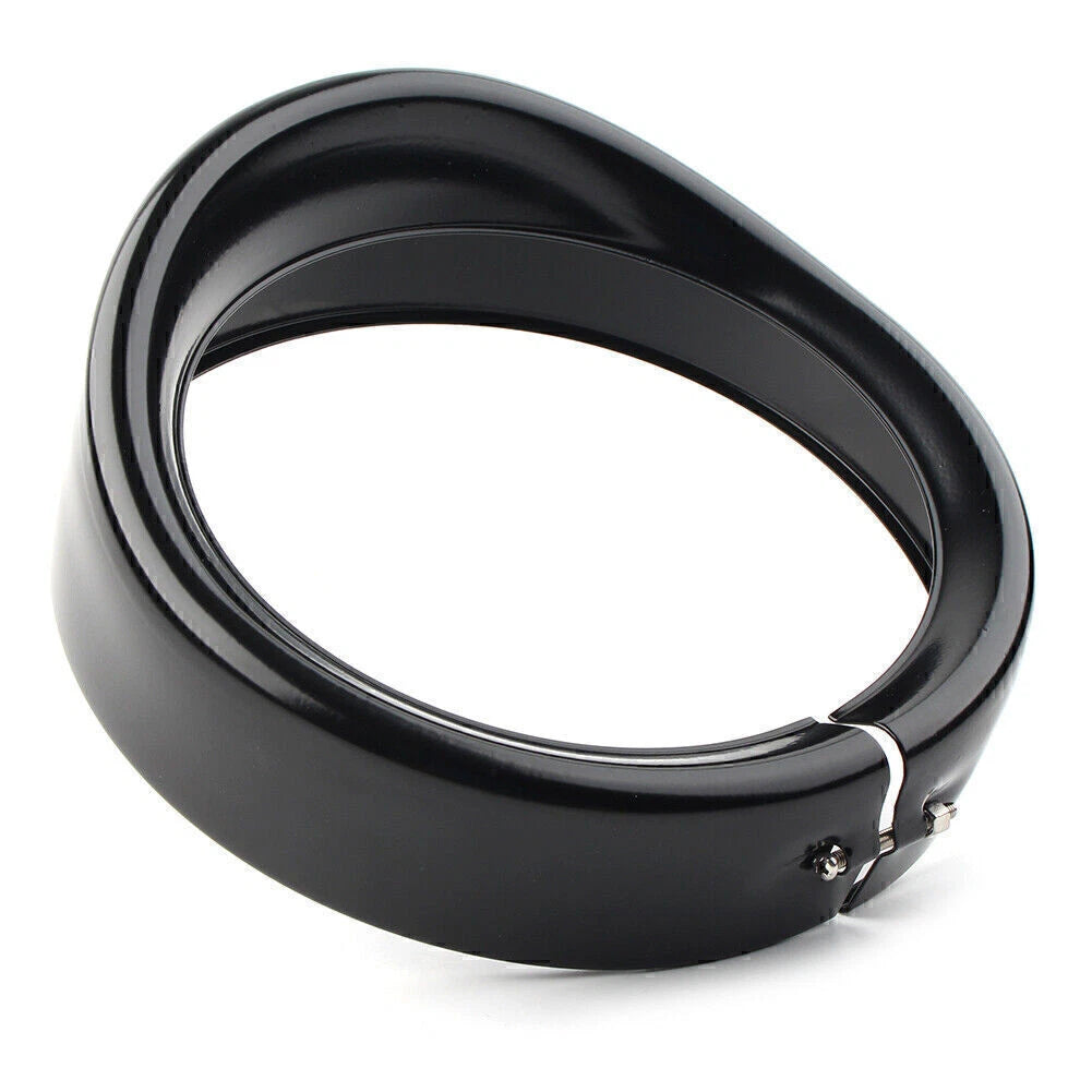 7" Black Headlight Passing Lights Trim Ring Bezel Visor Cover for Harley