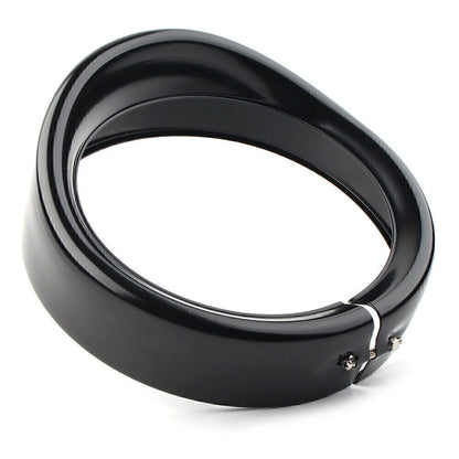 7" Black Headlight Passing Lights Trim Ring Bezel Visor Cover for Harley