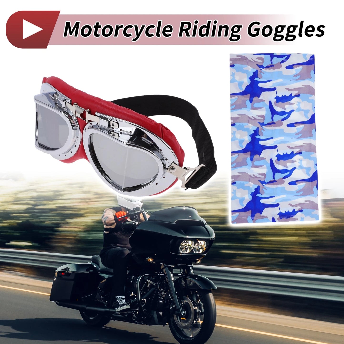 Set Motorcycle Riding Goggles for PC Cycling Sunglasses