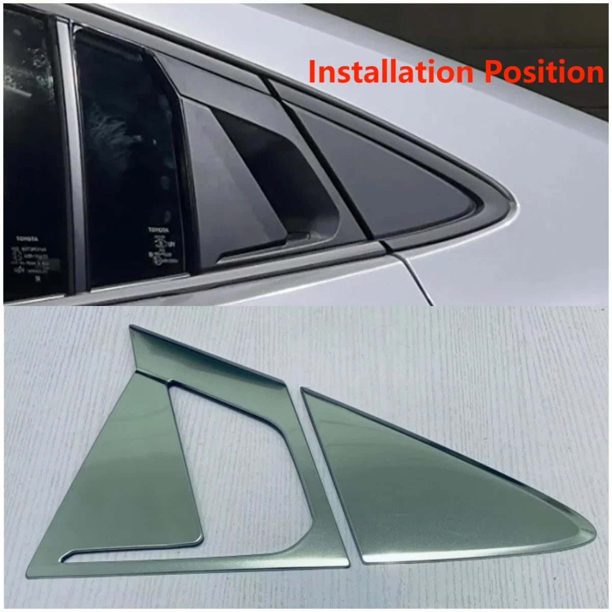 Matte Steel Rear Door Handle & Corner Window Cover Trim for 2023-2024 Toyota Prius
