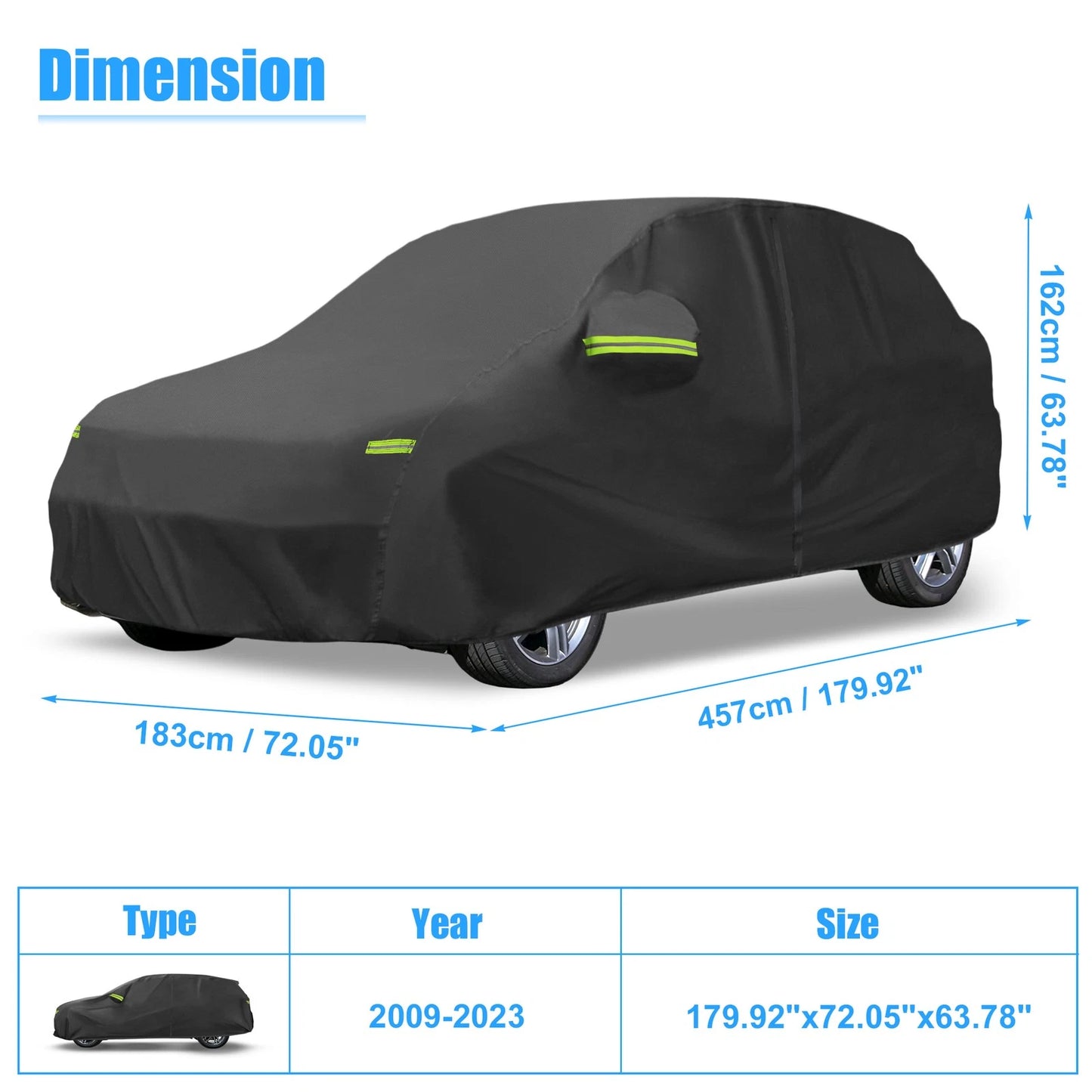 Waterproof Full Car Cover with Zipper for BMW X1 (2009-2023) Black