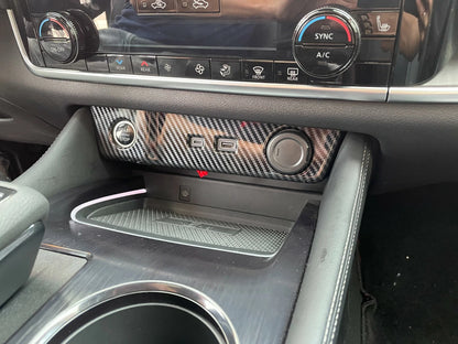 Carbon Fiber Console Cigarette Lighter Panel Cover for Nissan Rogue (2021-2023)