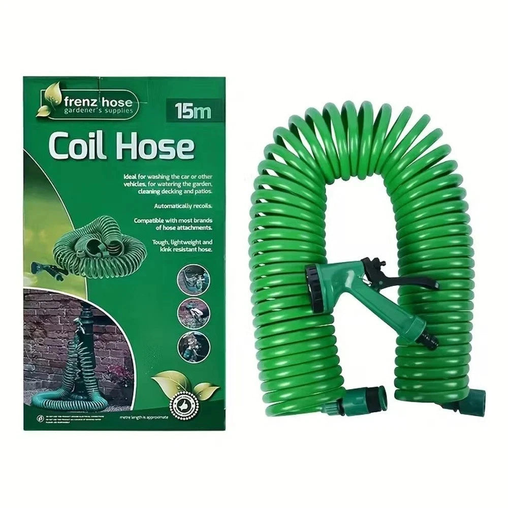 15m 30m Spiral Garden Hose & Spray Gun for Garden Use
